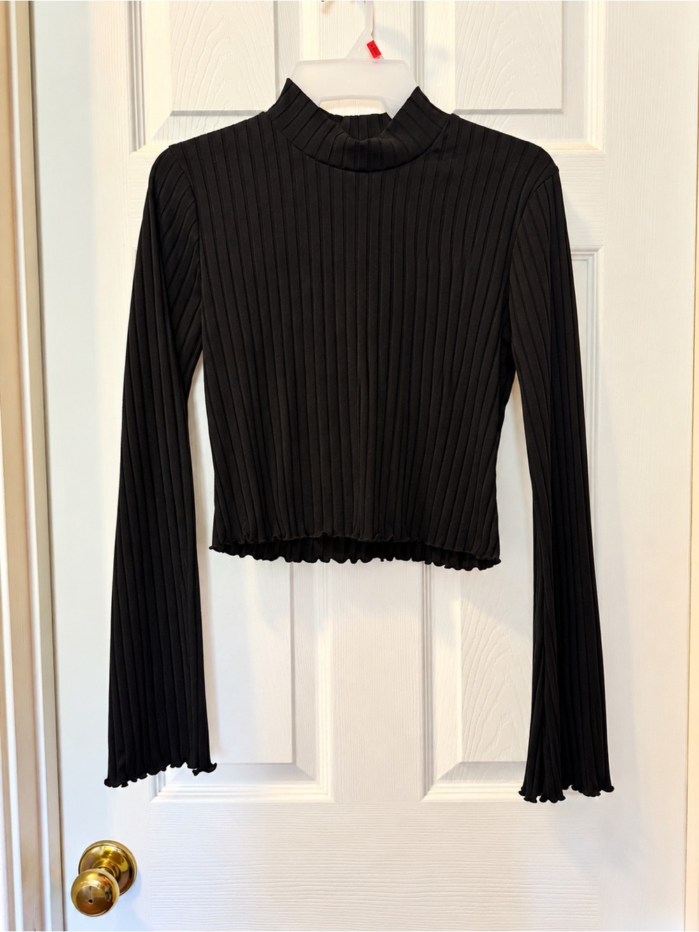 Altar’d State Ribbed Mock Neck Long Sleeve Top - Black